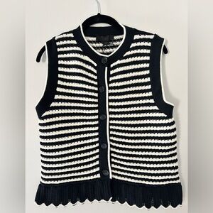 Zara Black and White Cardigan Sweater Vest